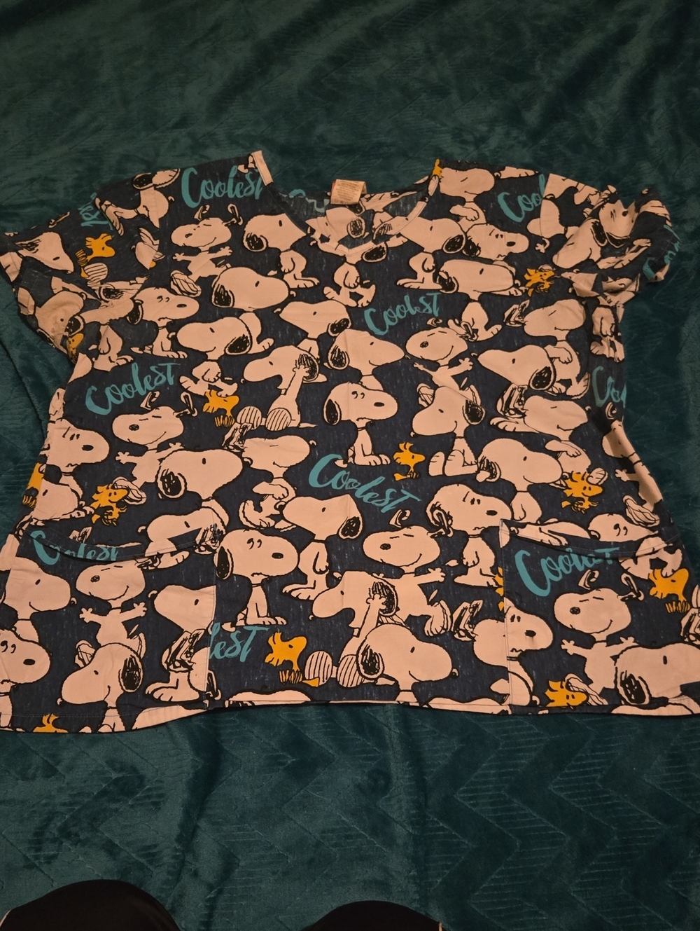 Snoopy & Woodstock Navy Grapic Scrub Top - "Coolest" Print